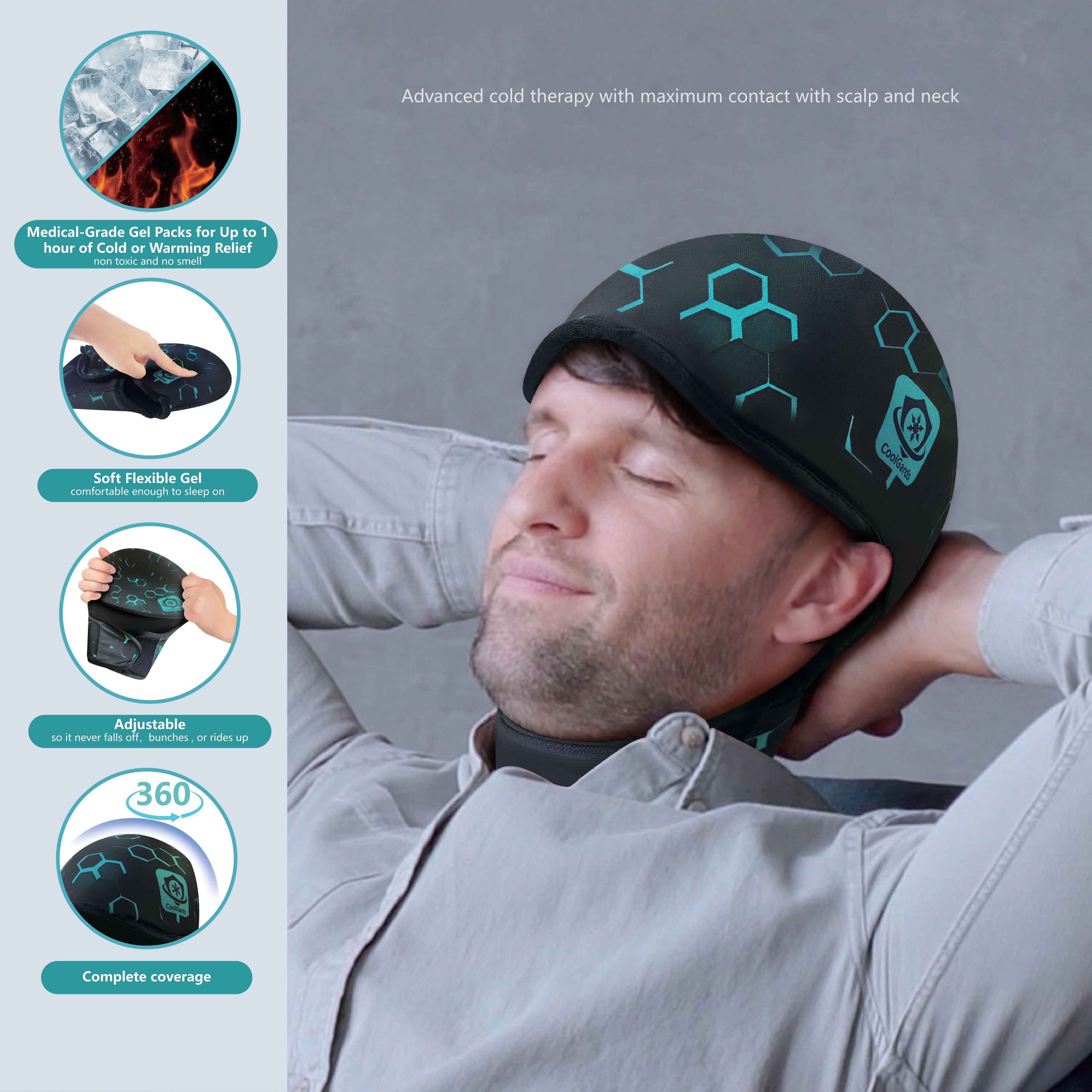 Thumbnail 2 for Cooling Gel Cap for Chemo, Migraine, Headache, Concussion, Sinus & Neck Relief